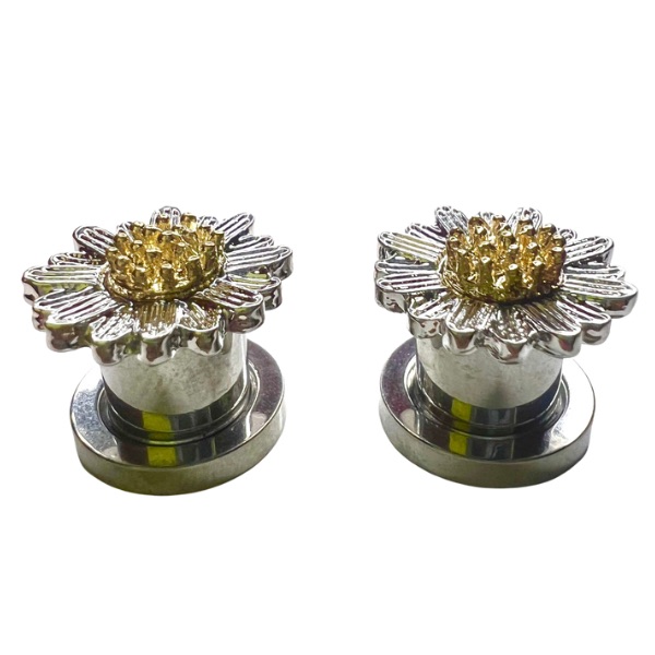Stainless Steel Sunflower Ear Plugs